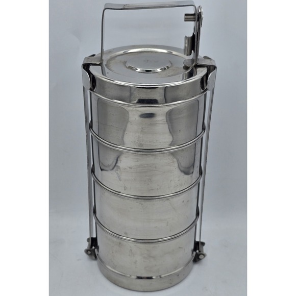 Stainless Steel Lunch Box Carrier W/ 4 Containers - for hiking, camping work - Picture 4 of 16